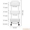CAXXA 3-Tier Rolling Metal Storage Organizer - Mobile Utility Cart