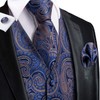 Hi-Tie Men's Silk Suit Vest Necktie Pocket Square Cufflinks Set