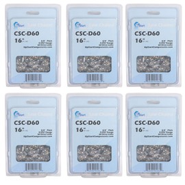 UpStart Components 6-Pack 16-Inch Chainsaw Chain Replacement for Olympyk 480 - (16", 3/8".050", 60 Drive Links)