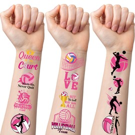 Volleyball Temporary Tattoos - 100+ Volleyball Tattoo Stickers for Birthday Party Decorations, Sport Party Favors Supplies for Girls Boys Kids, School Class Prize(8 Sheets)