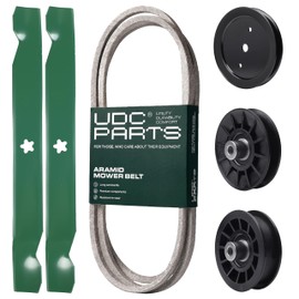 UDC Parts Mower Kit/Belt 194346 + Pulley 195945 + Pulley 532194326 + Pulley 532194327 + 2 Pack Blades 138971 / Fits Jonsered LT2216 LT2216A2