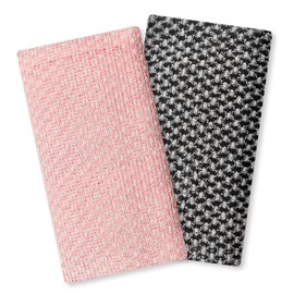 2 Stück Peeling-Handtücher, extra langes Peeling-Duschtuch, Rückenschrubber für die Verwendung unter der Dusche, Peeling-Rückenschrubber für Männer und Frauen, Körperreinigung (Schwarz/Rosa)