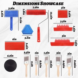 Leemeexaa 13 Pcs Wood Grain Tool Set,7 inch Rubberized Wood Grain Paint Roller,5 Pcs Wood Paint Brushes with 8 Pcs Rubberized Wood Graining Tool Set,Wood Grain Tool for Interior Wall Decoration