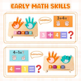 VIC-SUN Preschool Learning Toys for Toddlers, Colorful Wooden Numbers Blocks, Finger Counting Montessori Toys for 3 4 5 Year Old