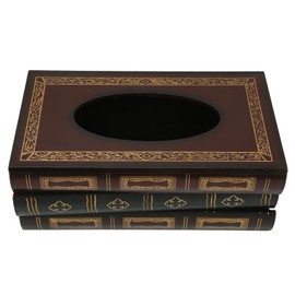 Book Shaped Wooden Tissue Box Decorative Vintage Napkin Storage Box for Massage Shop Red