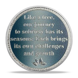 Tree of Life Sobriety Coin | Four Seasons Alcoholics Anonymous AA Chip NA Medallion with Inspirational Quote | Sobriety Gifts for Men Women Anniversary in Recovery
