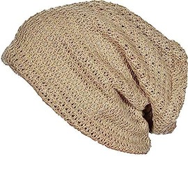FORBUSITE Mens Slouchy Long Oversized Beanie Knit Hat for Summer Winter Beige B08