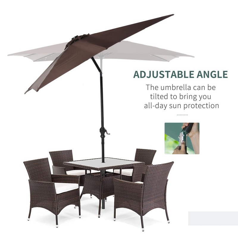 9'x7' Solar Powered Patio Umbrella with LED Lights