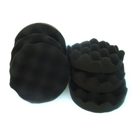 Polishing Sponges Polishing Pads Polishing Accessories 180 mm or 150 mm Waffle or Smooth - Velcro & In Various Hardnesses for the Polishing Machine Set of 6 Black (Soft Medium, 150 mm Waffled)
