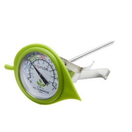 Taylor Soil Thermometer with Decorative Leaf Guard, Gardening Tool for Plant Care, Gardening, Lawn, Farm, Worm Bin, Potting, Garden Supply, and Indoor and Outdoor Plant Use, 4 Inch Stem, Silver