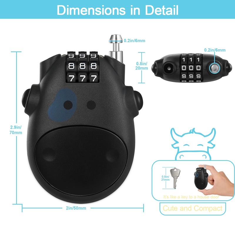 ZHEGE 3 Digit Code Combination Password Lock, Resettable Zinc Alloy