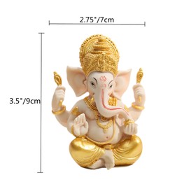 Ganesha God of India Gold Ganesha Elephant Object Interior Good Luck Money Boost Business Prosperous Feng Shui Goods (D)