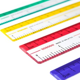 Yosogo 8 inch Rulers | 20 cm Rulers | Transparent Plastic Ruler | Pack of 12 of Premium Quality Rulers | Yellow, Green, Red and Blue