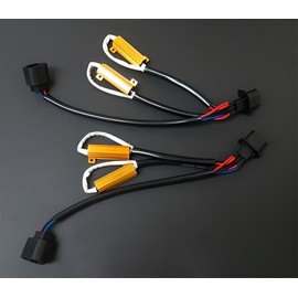 iJDMTOY H13 9008 Power Cord Wire Harness Adapters w/ 2 Sets in-line Error Bypass Load Resistors Compatible with Headlamp High/Low Beam Lighting Retrofit Fix Low Wattage Related Issue