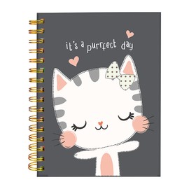 iampanda Spiral Journal Notebook,Strong Twin-Wire Binding with Premium Paper for Girl Women,60 Sheets A5 College Ruled Notebook/Journal,Perfect for School Office Home Gifts,Cute Cat
