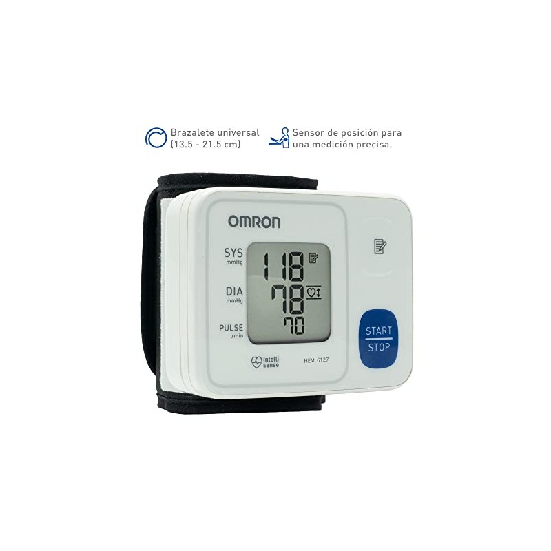OMRON Baumanómetro automático de muñeca HEM-6127 compatible con OMRON connect