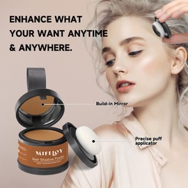 MIFELOY Root Touch Up Powder, Cover Up Hair Color for Grays, Root Coverage, Men Roots Concealer for Beard Line Eyebrow, Women Instantly Shadow Powder for Thinning Grey Hairline, Light Brown