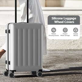 TUCANA Silicone Luggage Wheel Covers for Suitcases or Office Chair Caster, Elastic, Mute and Shockproof (Gray)
