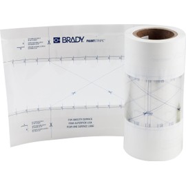 Brady PaintStripe Floor Marking Stencil, Continuous Line, 0.25" Height, 4" Wide, 1200" Length, Polypropylene, Clear/White - 148806