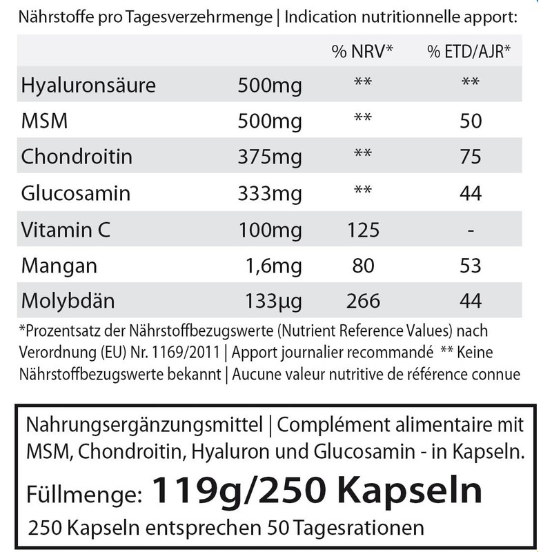 Get UP® Glucosamin Chondroitin MSM Komplex mit Hyaluronsäure | +