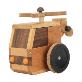 Wooden Music Box Helicopter Shape Beech Laser Engraving Cute Wooden Mechanical Music Box for Boys and Girls