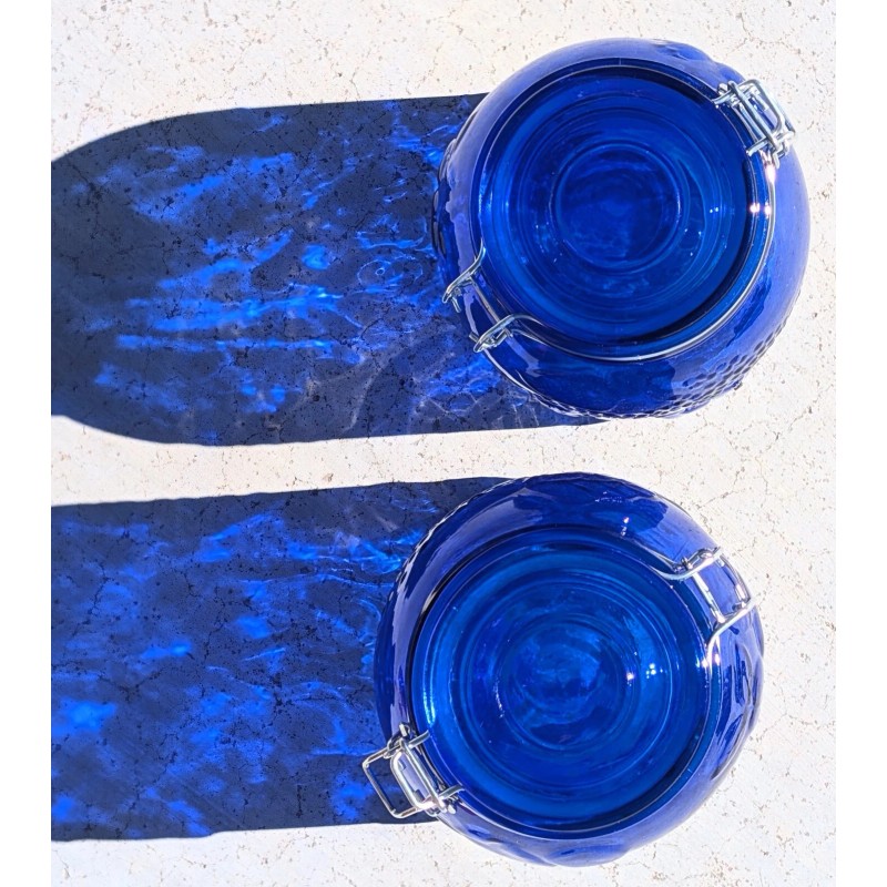 Circleware Blue Orchard cobalt blue colored glass Jars, 2 piece: