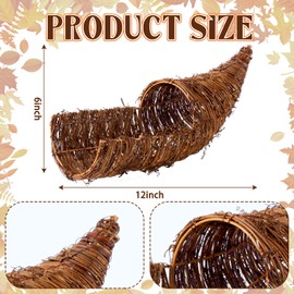 Dandat 1 Piece Thanksgiving Cornucopia Basket 13.78 Inch Large Fall Cornucopia Centerpieces Horn of Plenty Table Decoration for Thanksgiving Fall Harvest Decor Autumn Table Decorations Centerpieces