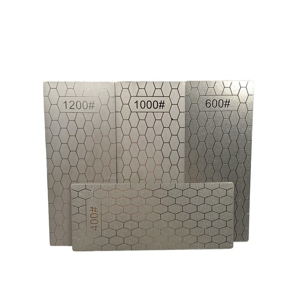 YJZ 4Pcs Diamond Sharpening Stones,Ultra-Thin Single Side Honeycomb Diamond Plate Honing Stone 400/600/1000/1200 Grit,2.48x5.94 Inch