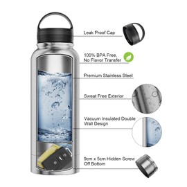Diversion Stainless Steel Water Bottle with Hidden Space for Discreet Bait, for Travel or Home, Unscrewable Bottom to Store Your Valuables, Insulated, Leak-Proof, 1.18 L