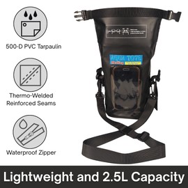 Aqua Case Crossbody Dry Tote Bag Black | 100% Waterproof Floating Dry Bag Protection for Your Mobile Device During All Water Sports | 2.5L Large Capacity Holds Sunscreen, Sunglasses, Watch, ID