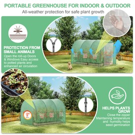 Kecreque 10x7x7 FT Walk-in Greenhouse for Outdoors for Winter Plant Protection,6-Ventilated Screen Window Portable Greenhouse W/ 2-Zipper Door,PE Cover & Heavy Duty Frame