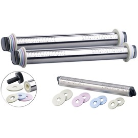 Rosenstein & Söhne Non-stick dough rollers: set of 2, height-adjustable stainless steel dough rollers, 4 pairs of spacer discs (dough roller pizza, dough roller pizzas)