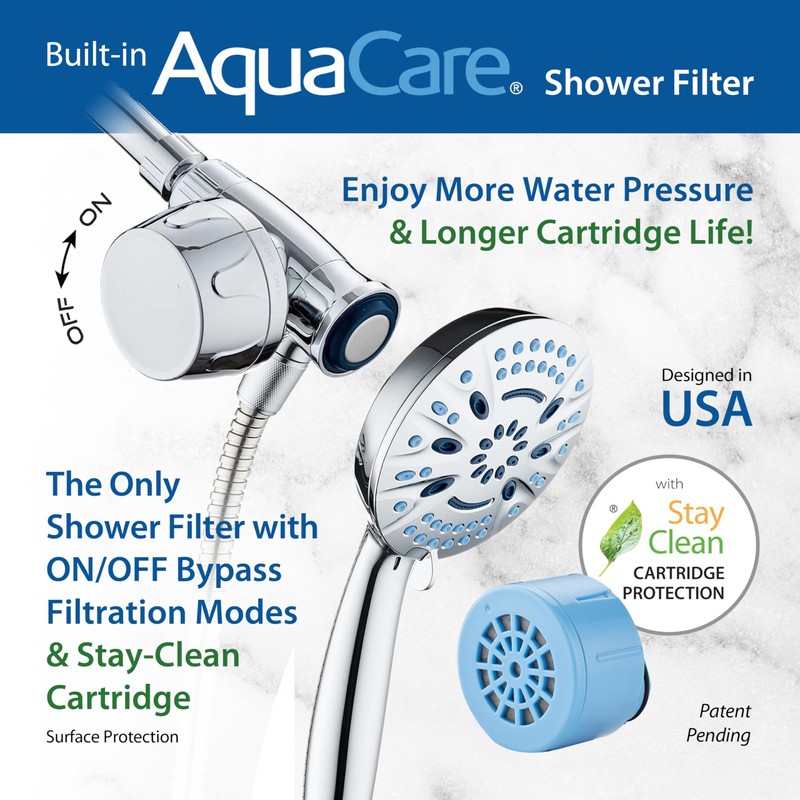 AquaCare Magneton 8-setting Magnetic Docking Hand Shower with Built-in Shower