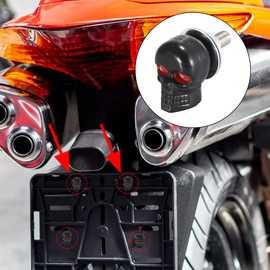 venveal Black License Plate Screws, Set of 8 Fasteners,Skull License Plate Bolts for Fastening Frame,Motorcycle Refit License Plate Screws Replacement Kit