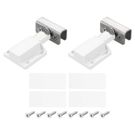 sourcing map Glass Door Magnetic Catch Latch Closures with Clamp, 2 Sets for 5-8mm Glass, Push Open Single Glass Door Magnetic Touch Latch, White