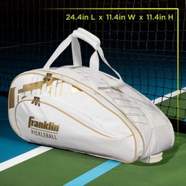 Franklin Sports Pickleball Paddle Bag - Pro Series Pickleball Bags for Paddles, Pickleballs, Gear + Equipment - Pickleball Paddle Bags for Men + Women - Perfect for Gear + Accessories,White/Gold