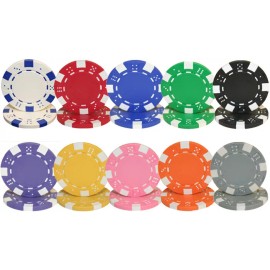 50 Blue Striped Dice Poker Chips - Buy 2, Get 1 Free - Mix & Match!