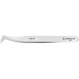 Excelta - 6-SA-PI - Tweezers - Flat Sharp Point - Angulated - Two Star - Anti-Mag. SS, 0.06" Height, 0.39300000000000002" Wide, 4.5" Length