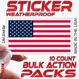 StickerX 10 Mini US American Flag Decal | 2.25x1.25" Sticker | Patriotic United States