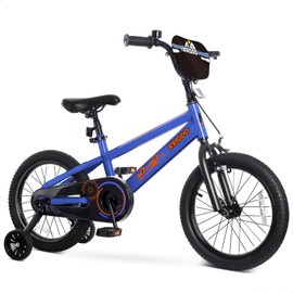 KRIDDO 14-16 Inch Kids Bike for Ages 3–8, Boys and Girls Bicycle with Removable Training Wheels, Bicycle for Kids with Hand Brake & Coaster Brake, Adjustable Height, DIY Name Plate, 16 Inch Blue