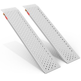 VNN Aluminum Shed Ramp 2PC, 5' Long Loading Ramp for Riding Mower, Lightweight Sturdy Anti-Slip Ramps with Punch Plate Surface, 1000 lbs Capacity for Lawn Mower, ATV,Motorcycle- 8.8" Wide, 5' Long