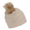 Gravity Threads Cable Knit Faux Fur Pom Pom Beanie Hat,