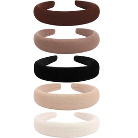 NOGUEZ Set de 5 Diademas Skincare de Esponja Acolchada Bandas para Lavado de Cara Maquillaje y Rutina de Belleza Accesorios de Spa para Mujer