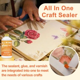 1DFAUL Crafts Sealer Gloss Finish, 200ml All Purpose Craft Glue, Varnish, and Finish, All in One Craft Glue for Wood, Paper, Acrylic Paints, Ceramics, Fabrics, Clay (Gloss)