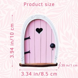 YOULJINTFA Fairy Garden Door Accessories for Trees Miniature Fairy Doors Wall Wooden Door Ornaments Art Sculpture Decoration DIY Fairies Door Indoor/Outdoor Mystical Door for Tree Trunk(Pink)