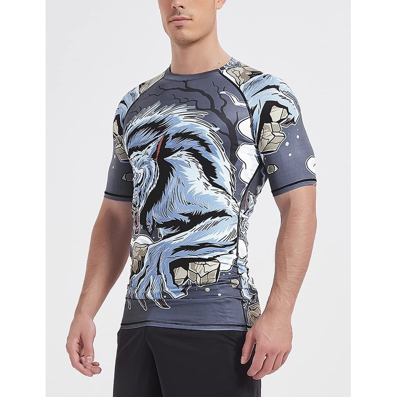 LAFROI CLY08D Men's Short-Sleeved Compression Shirt UPF 50+ Rash Guard,