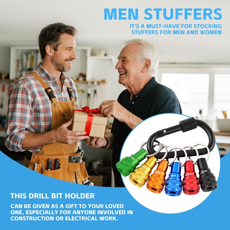 6Pcs Drill Bit Holder Key Chain, 1/4 Hex Shank Aluminum