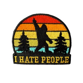 I Hate People Funny Patch - Sasquatch Bigfoot Sarcastic Tactical Morale Military Army Meme Embroidered Hook and Loop Patches for Backpacks Bags Clothes Vests Helmets Gym Badges and Hats