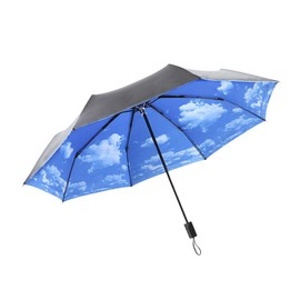 Hosoncovy Blue Sky Folding Umbrella Double Layer Windproof Anti UV Sun Protection 100CM Compact Travel Umbrella for Women Men