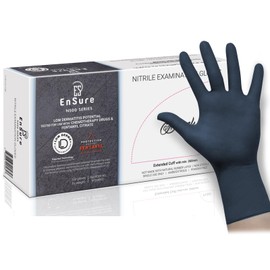 SAF-CARE SAF-CARE EnSure Low Derma Gray Black Powder Free Nitrile Exam Gloves, Extended Cuff
